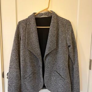 Tart Grey Knit Blazer Jacket | Open Front | Casual Tailored Layer | Size M